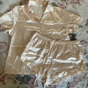 Luxurious Satin Striped Pajama Set